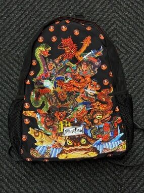 Robert Graham Black Backpack with Multicolor Mythical Print